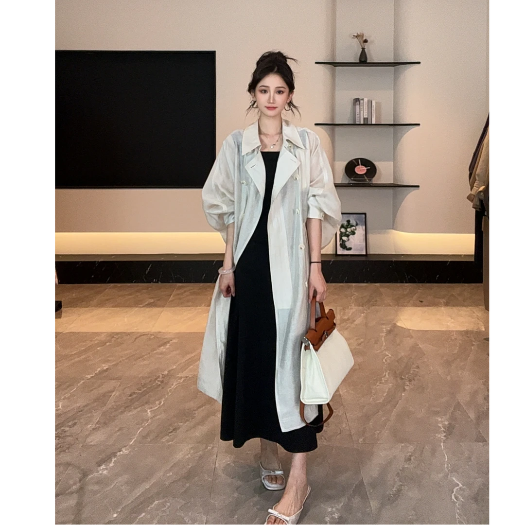 LOSA ROSA轻薄防晒风衣女2025春夏新款松弛感罩衫宽松中长款外套