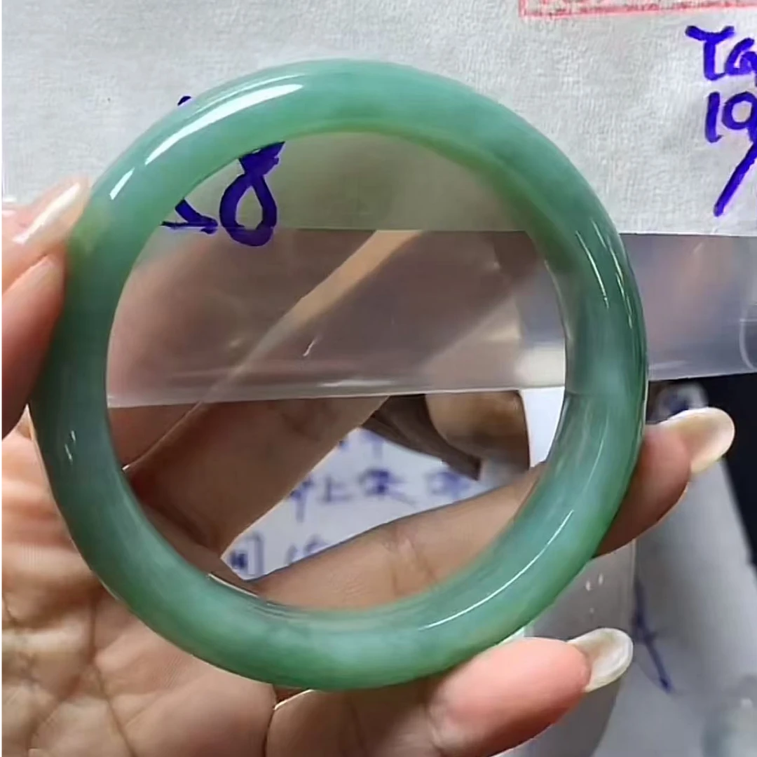 天然翡翠手镯58#4880元毛货需精细抛光