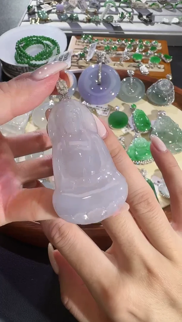 翡翠18K金镶嵌吊坠(不含链)【源头工厂】钻石镶嵌