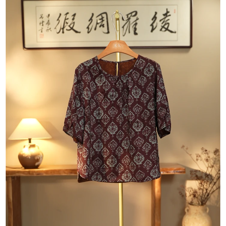 【风拂柳丝-香云纱衬衫】中式国风香云纱衬衫2571