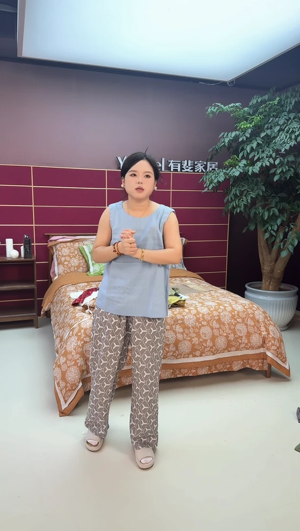 天丝麻女士亚麻背心 天蓝色;L