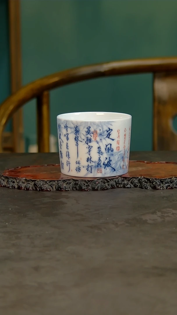 青花手绘题字定风波（画堂春）