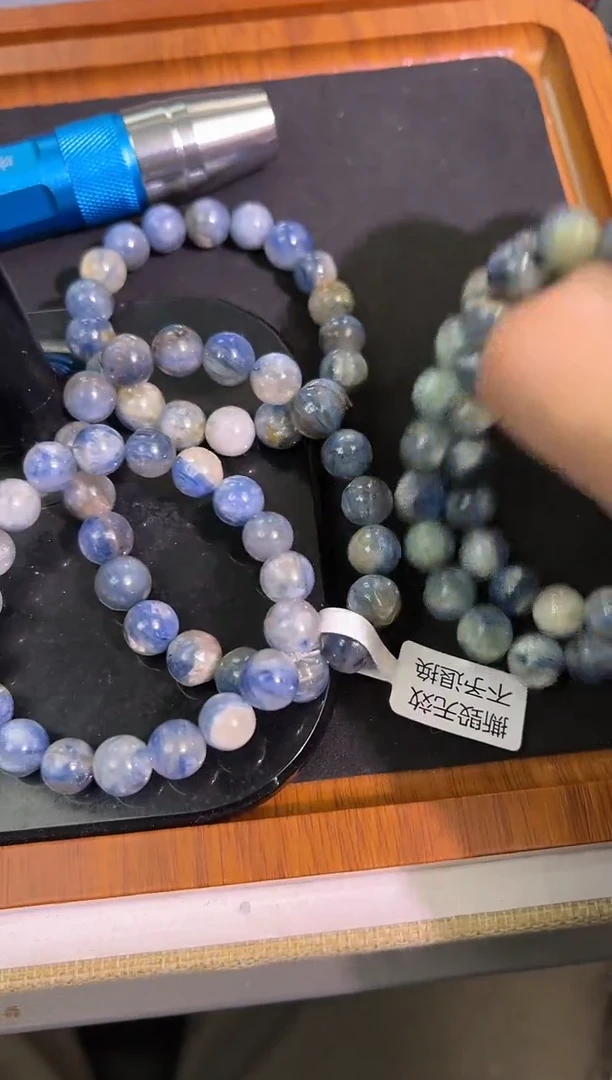【闪购商品】锂辉石手串未镶嵌10mm油画蓝绿晶（多样性发其一）