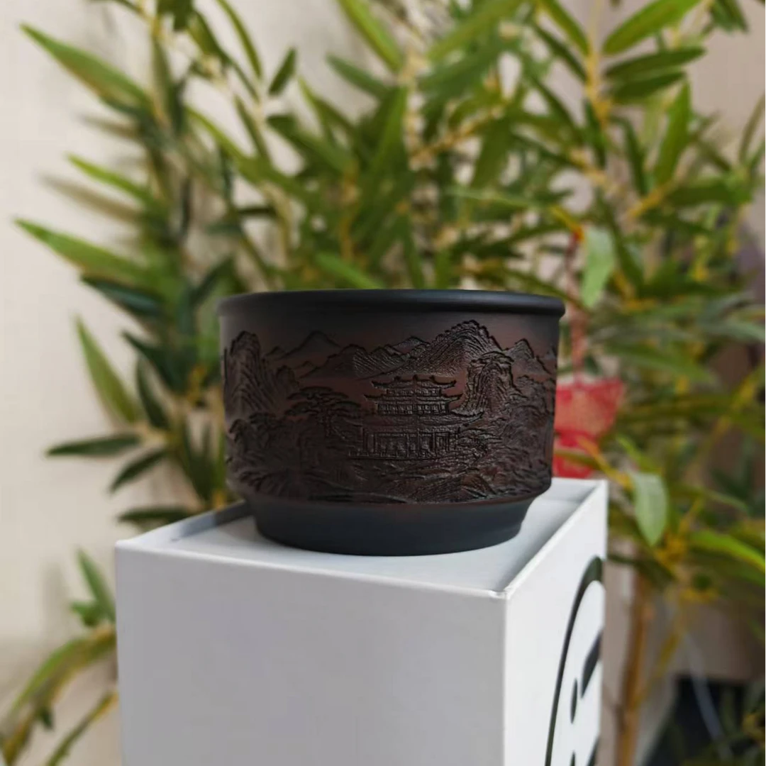 亭台楼阁紫陶德钟杯手工杯（孤品）