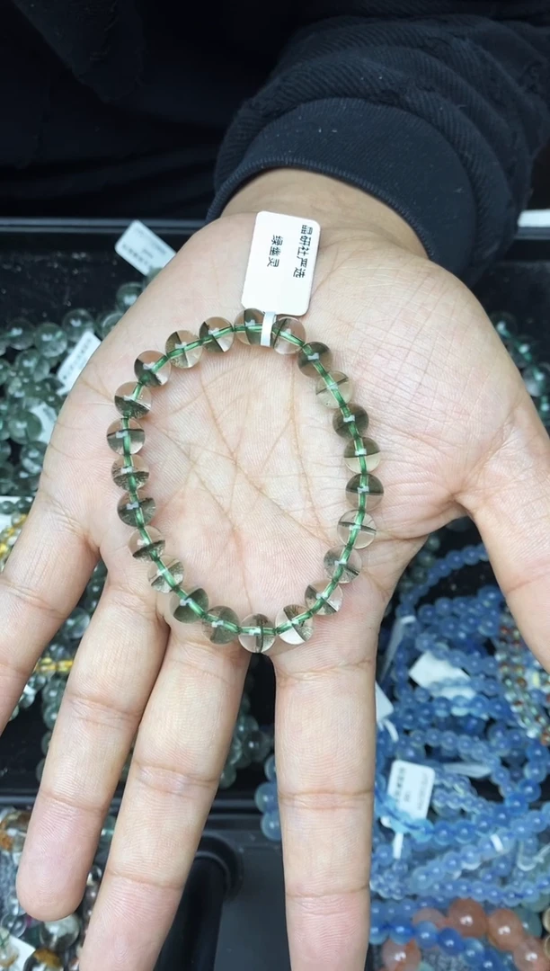 未镶嵌手链水晶张****）一线天绿幽灵8+