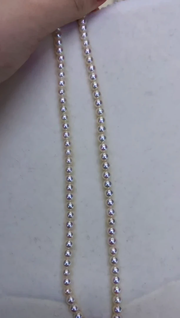 银S925镶嵌DA海水珍珠串链5-6MM X139