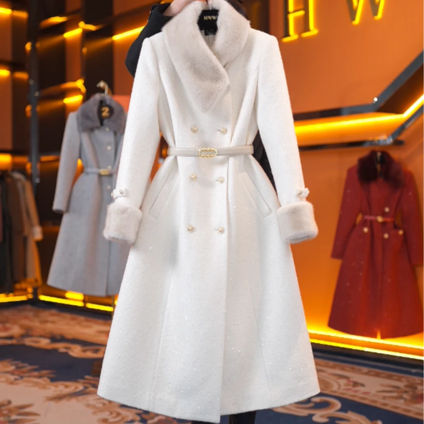 LL/90白鹅绒含羊毛袖子有绒时尚收腰羽绒服DHZLW408026