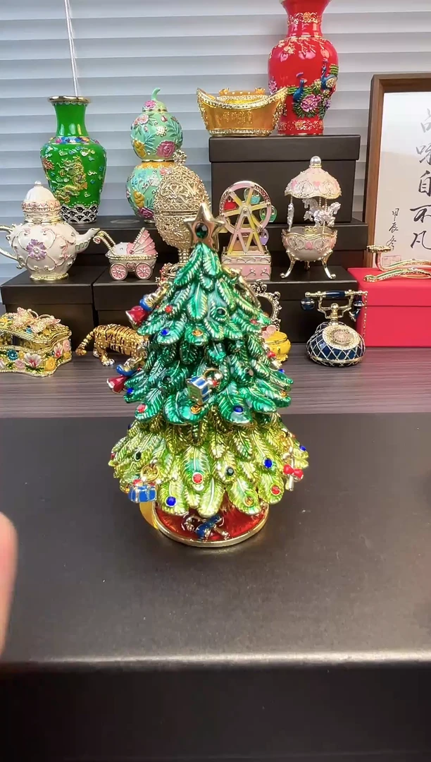 摆件七宝烧首饰盒   圣诞树