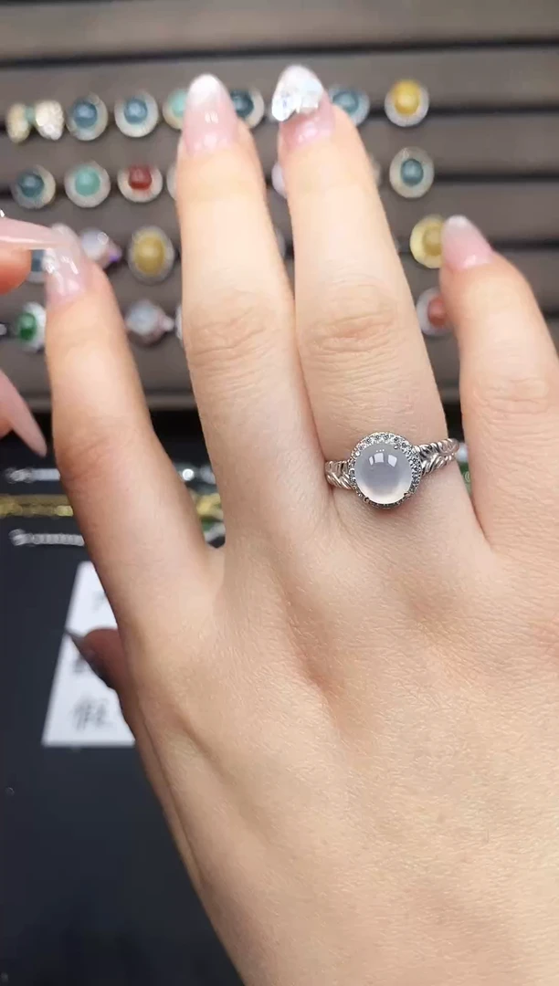 银S925镶嵌戒指翡翠578355