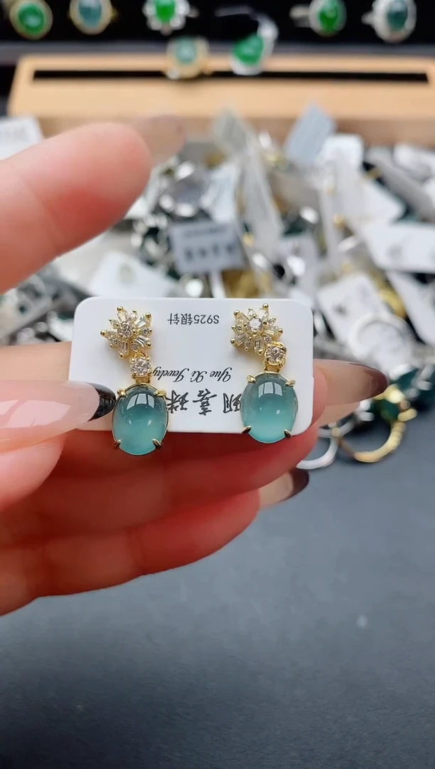 银S925镶嵌戒指翡翠1