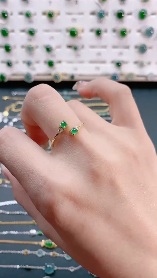 【闪购商品】翡翠戒指银S925镶嵌天然翡翠