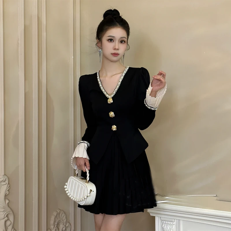 【沐紫】【有里布】2025春季新款国内设计师法式收腰显瘦连衣裙D0311