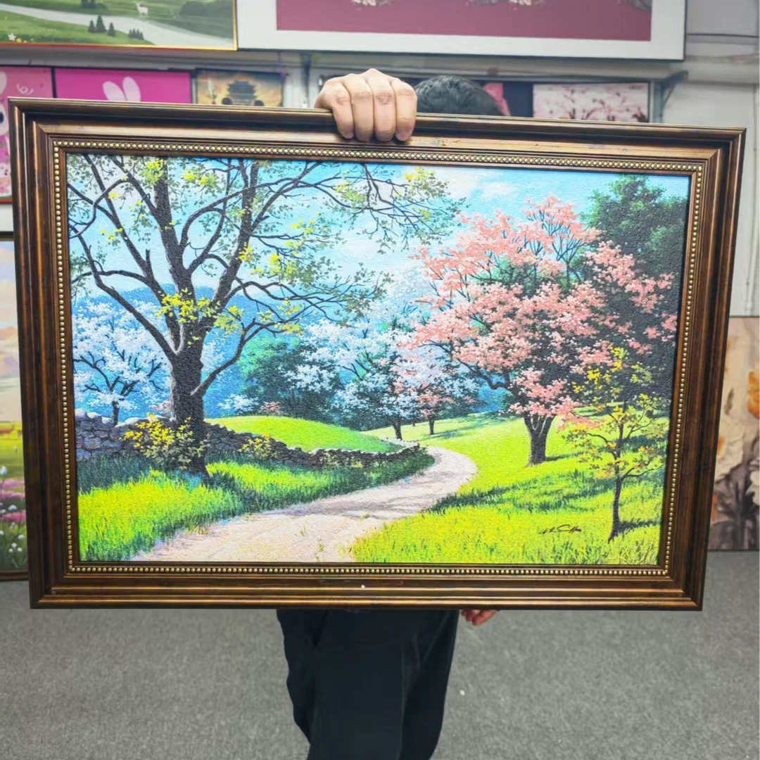 欧式田园风景客厅装饰高级肌理定制挂画5070