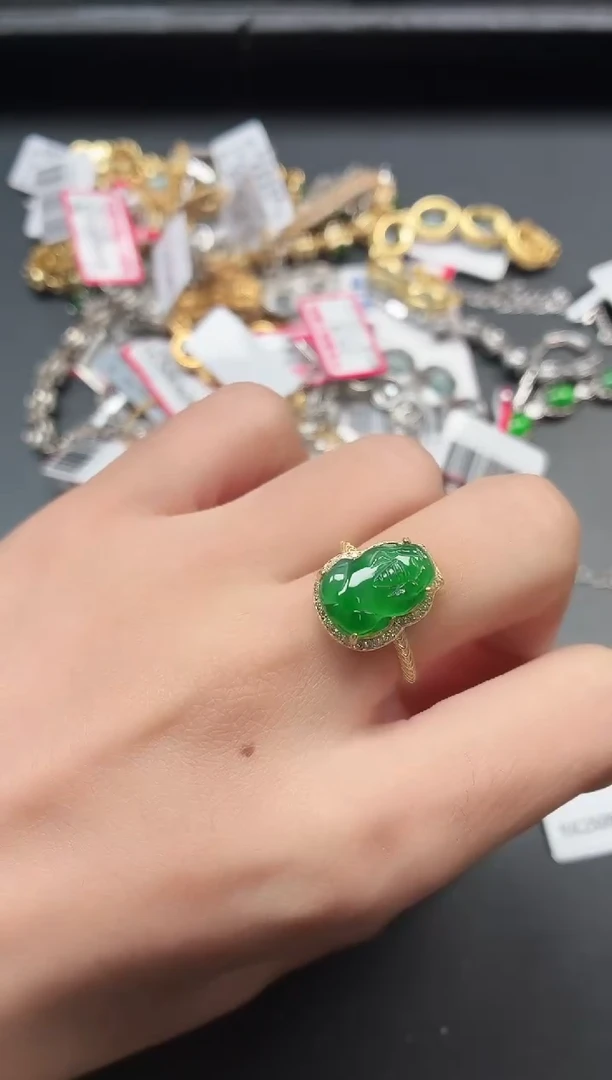 银S925镶嵌戒指翡翠11