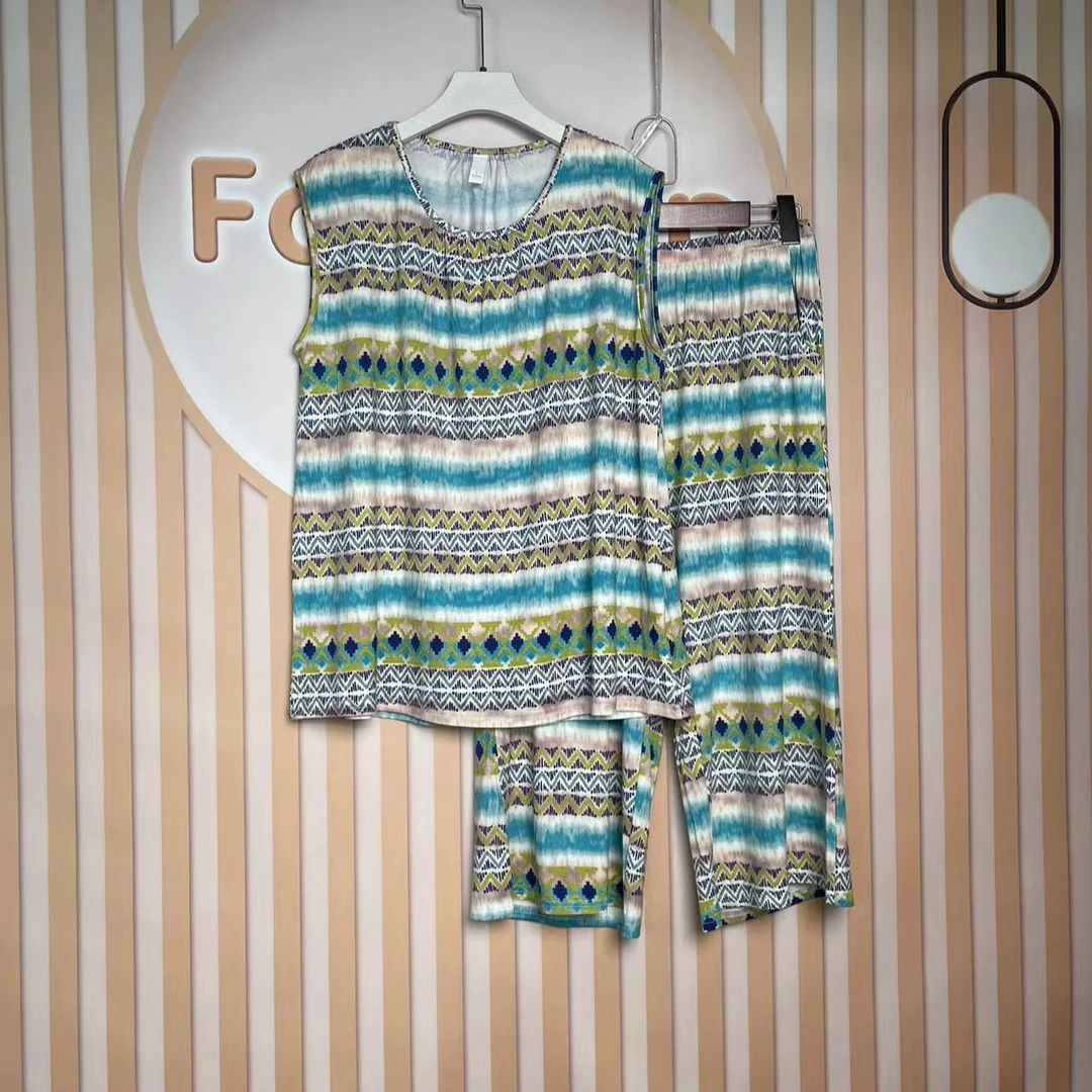 印花莫代尔大码家居服套装