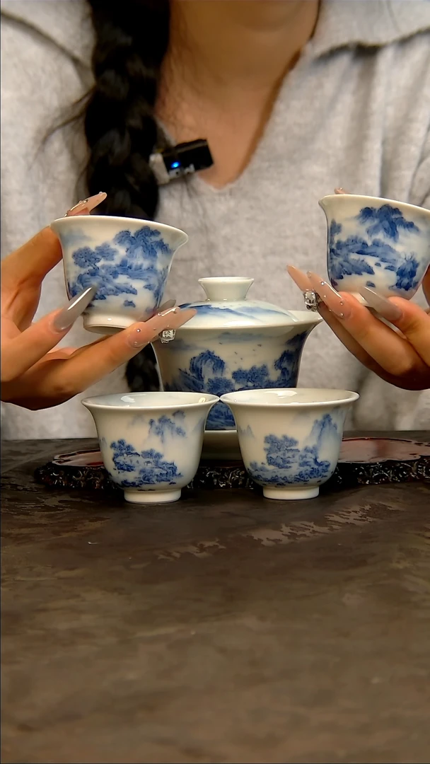 【闪购商品】青花手绘山水套组