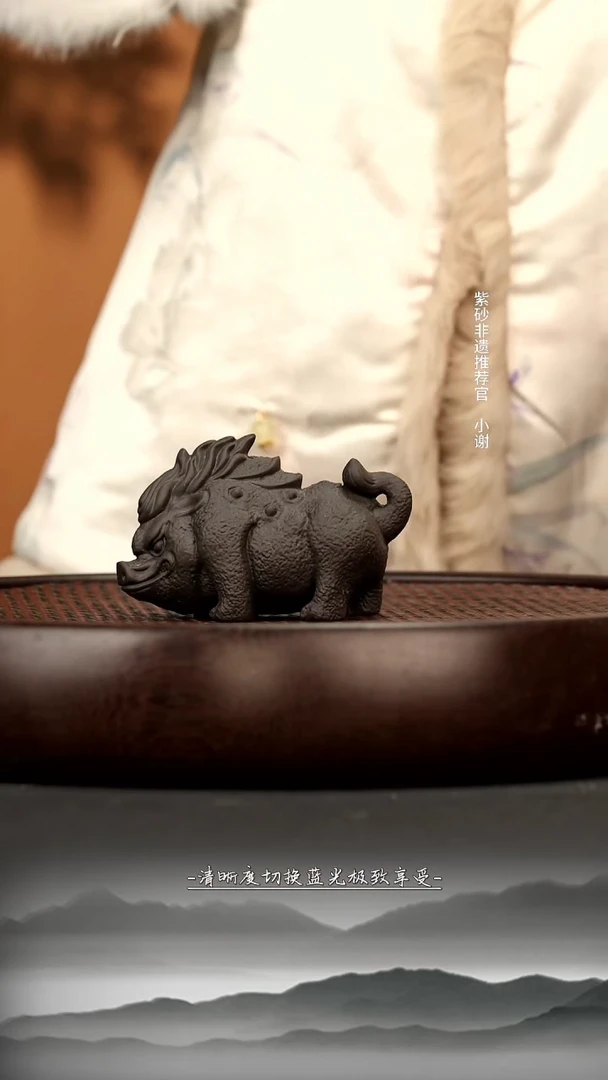 茶壶紫砂8 高黑料金乌（猪刚鬣）