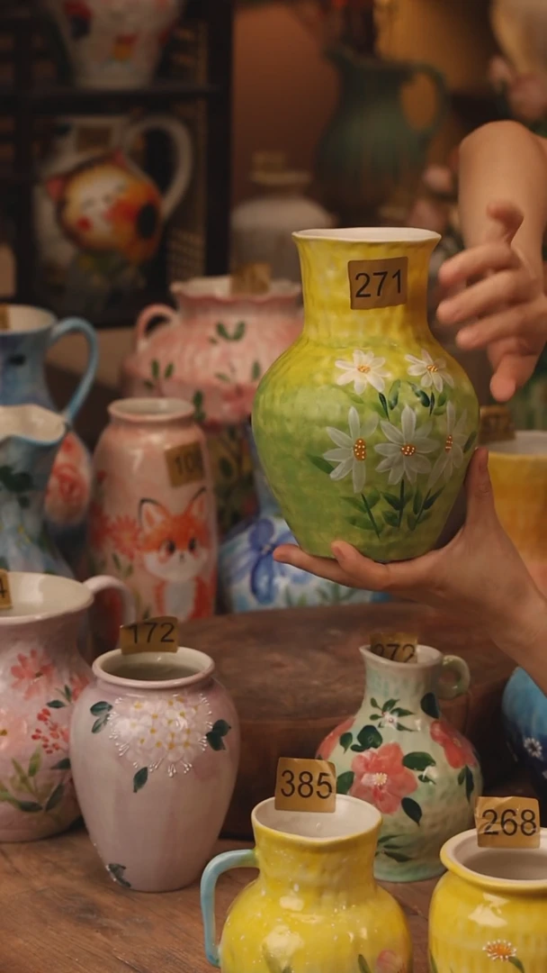 陶瓷271景德镇设计师手作花器摆件侘寂风