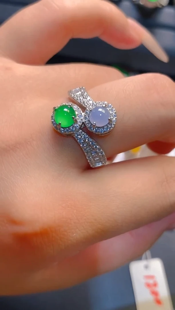 翡翠银S925镶嵌耳饰天然