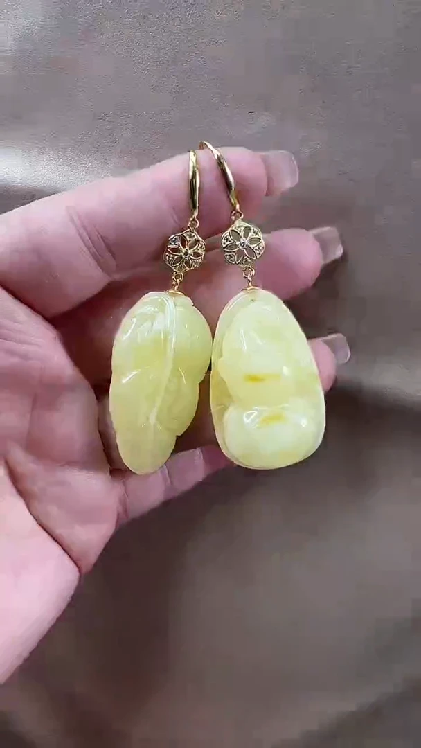 琥珀颈饰未镶嵌耳环
