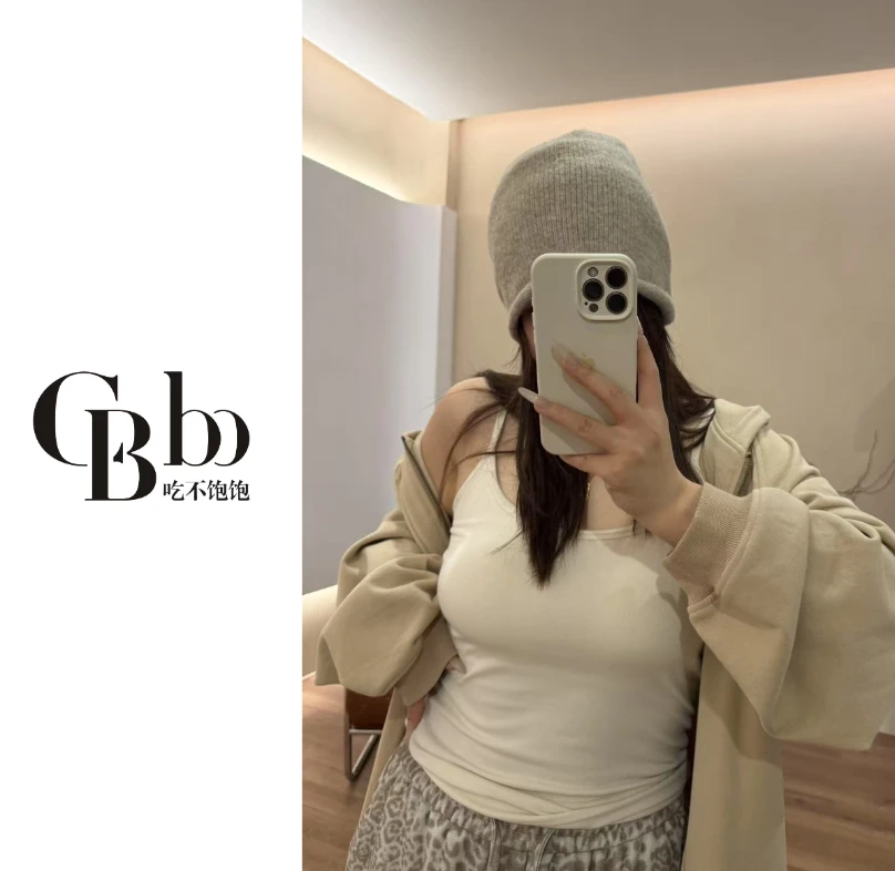 【吃不饱饱】大码 吊带背心宽松简约内搭打底带胸垫067