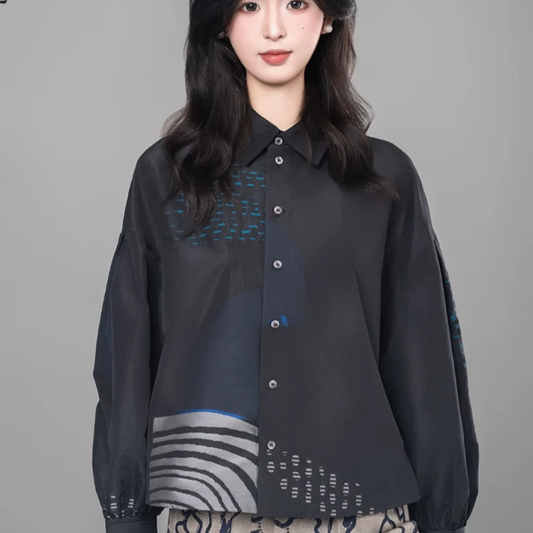 阿玛施AMASS 气质随性提花新中式衬衫5301010