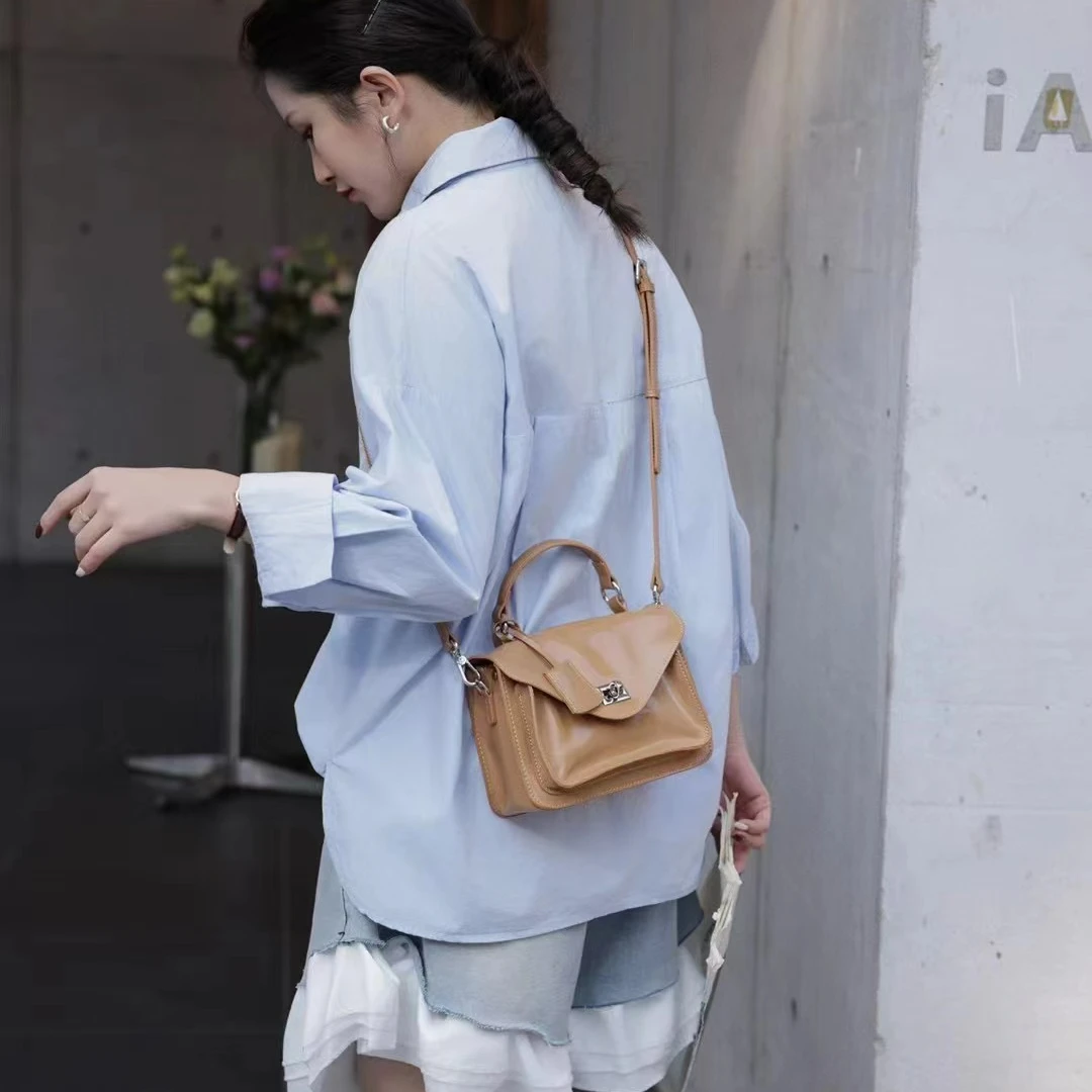 牛皮托特手提包女单肩通勤高级感斜挎邮差包