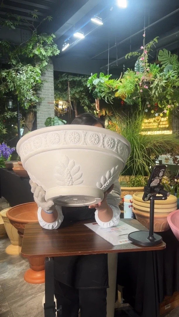 45*20/09G45白色大号碗莲盆外贸尾单