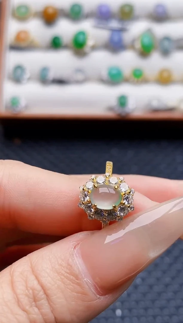 银S925镶嵌戒指翡翠1874