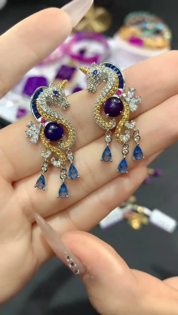 苏纪石（舒俱来）银S925镶嵌.耳饰