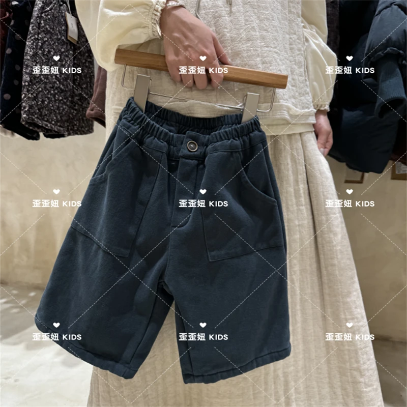 【歪歪妞童装】241852中小童宝宝复古中性加厚直筒裤