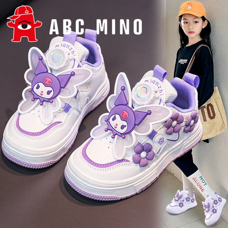 ABC MINO女童鞋子夏季儿童软底运动小白鞋跑步女孩休闲板鞋中大童