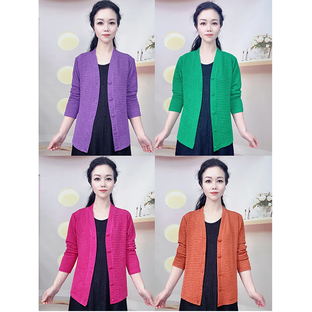 春夏新款纯色短款披肩外搭开衫妈妈装气质百搭显瘦长袖小外披2527