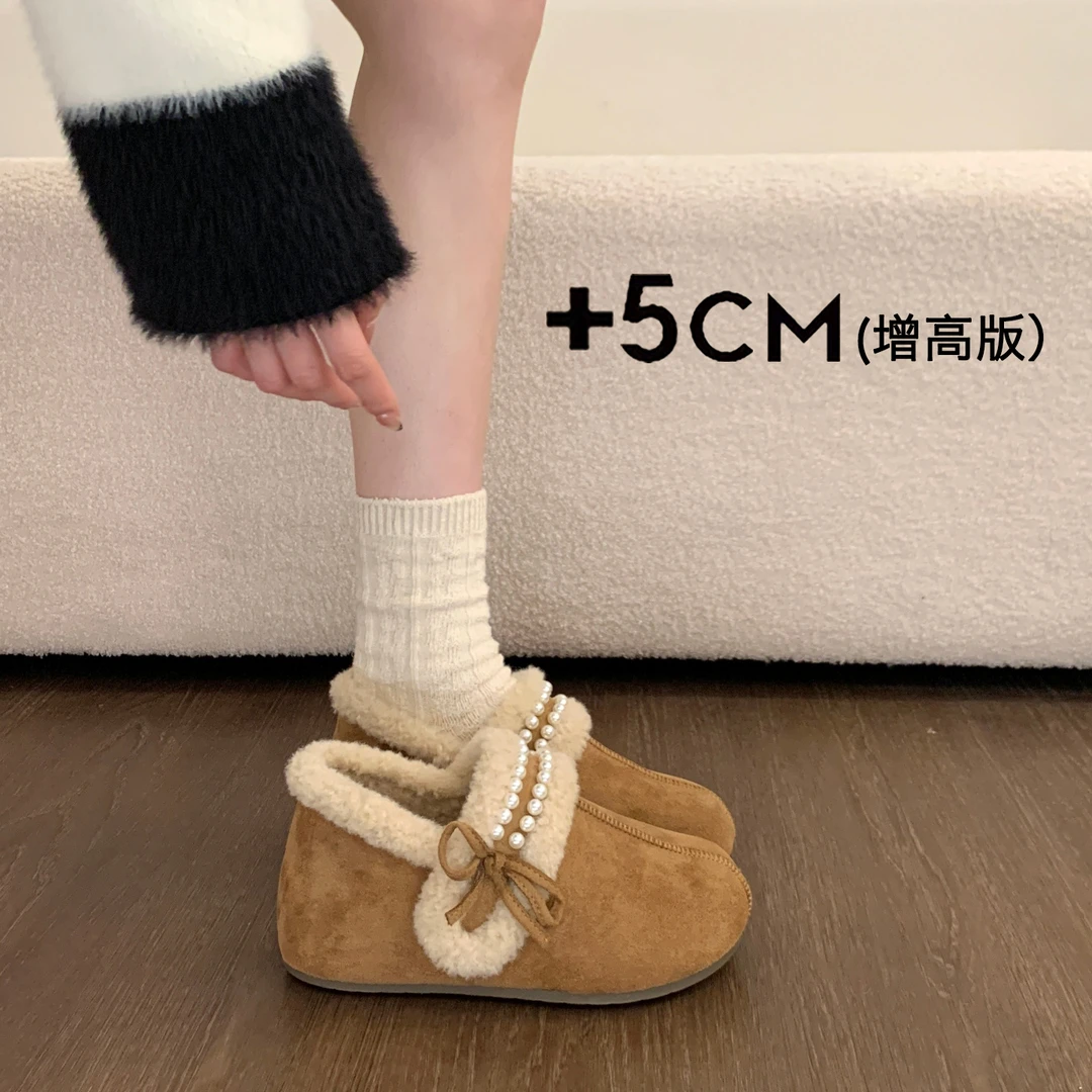 内增高厚底加绒保暖全包勃肯鞋女鞋子2025新款冬季雪地靴毛毛棉鞋