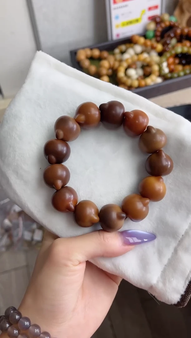 菩提根/象牙果手串f31干磨猫猫头22mm手串