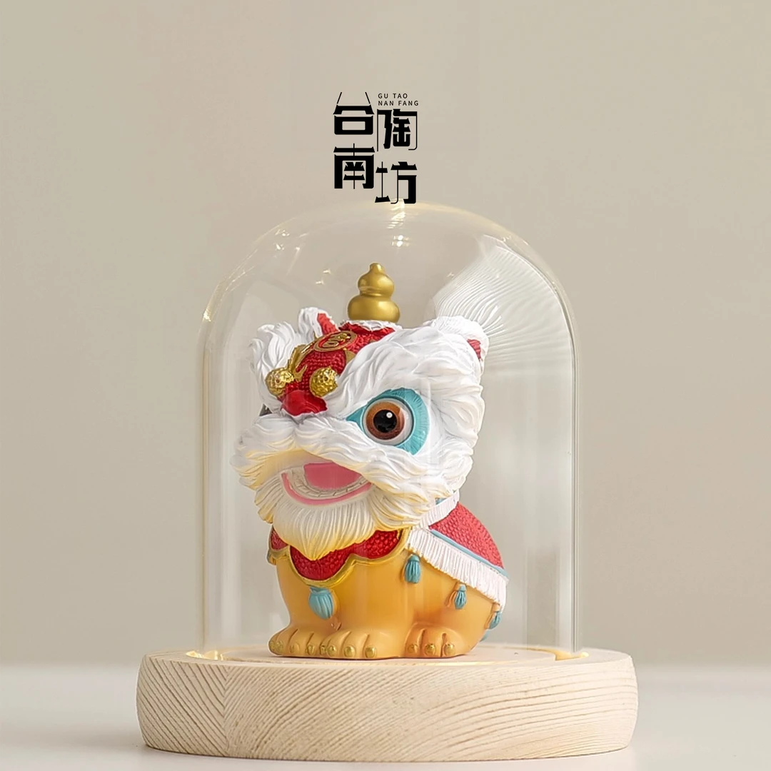 醒狮实心客厅玄关摆件创意可爱茶宠一对装开年礼物喜庆吉祥狮子