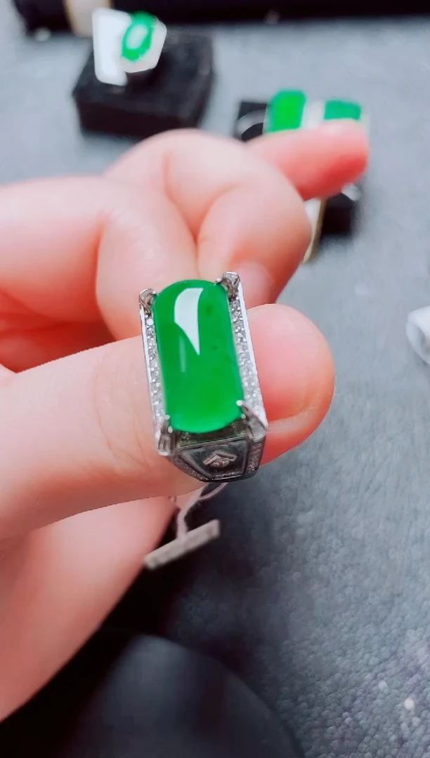 银S925镶嵌戒指翡翠翡翠