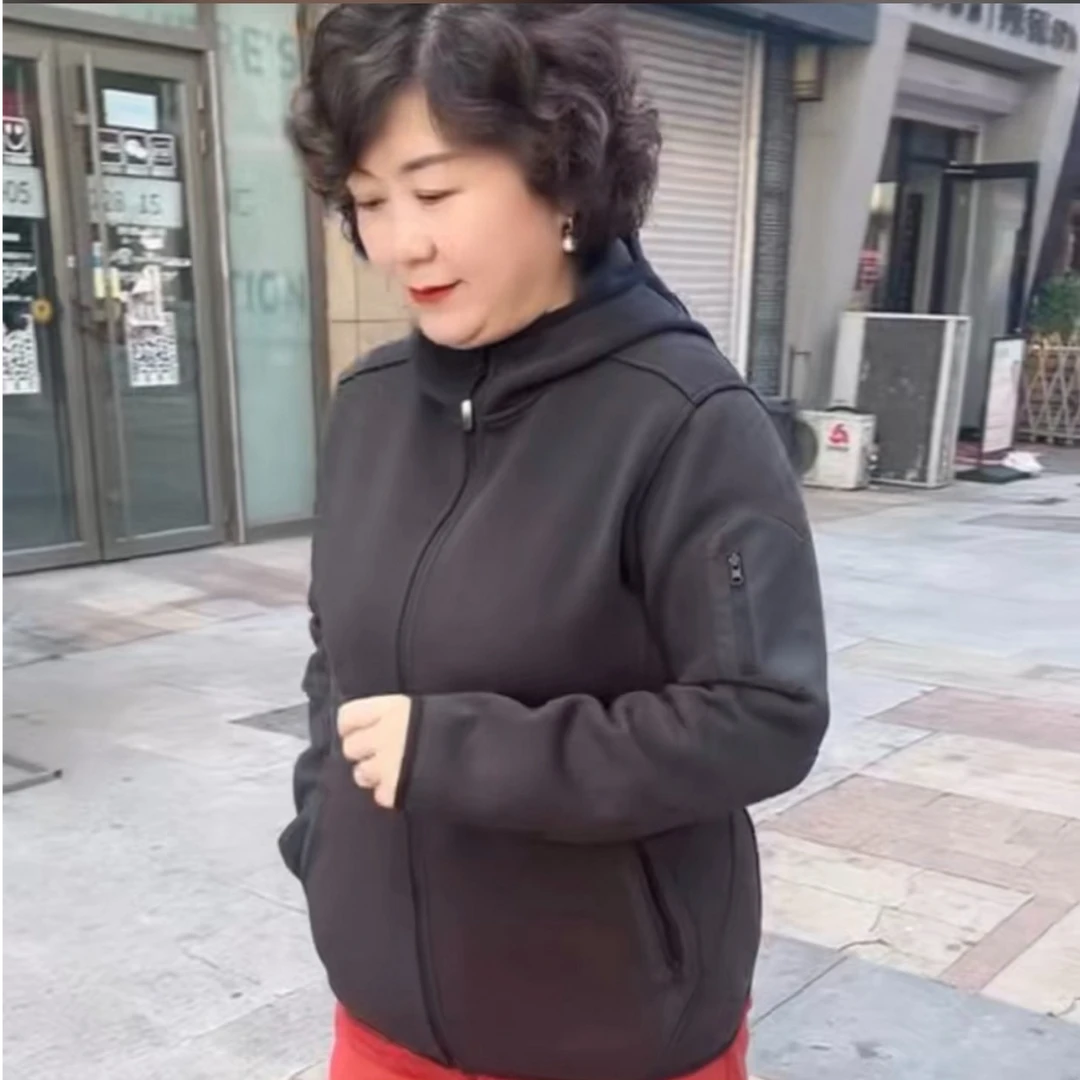 【禾女服饰】241353秋冬新款连帽加绒卫衣外套