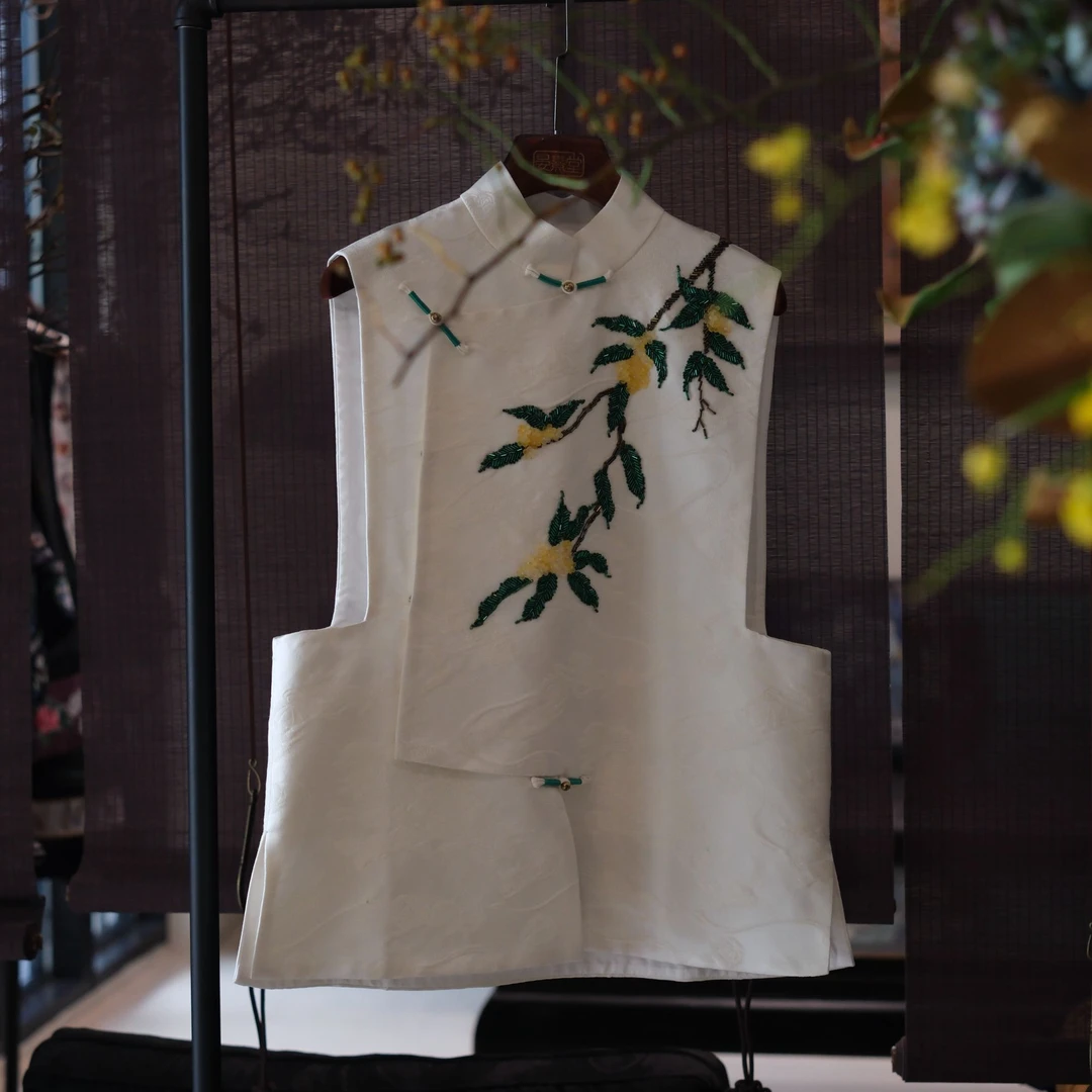 【晏熹堂  声声慢】丝毛琵琶襟手工手纤马甲