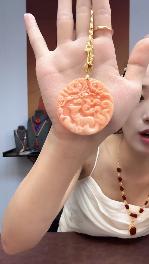 珐琅非金属凤凰粉九尾项链