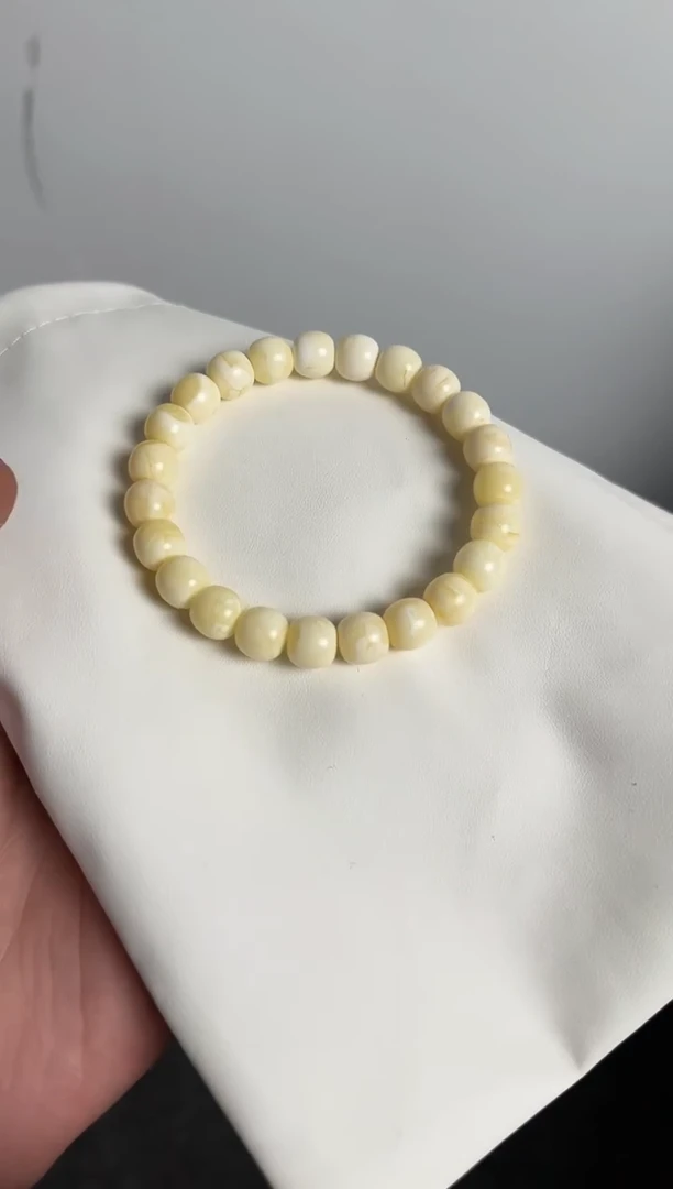 【闪购商品】蜜蜡裸石未镶嵌FT-9.5mm纯浓白花手串