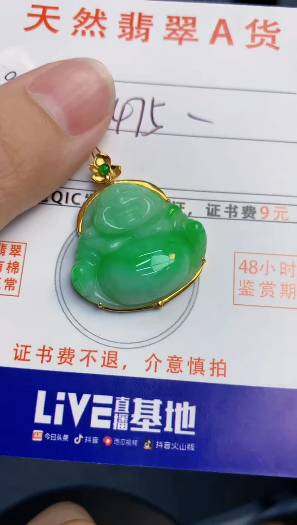 颈饰18K金镶嵌翡翠天然缅甸A货翡翠百元以上9元证书费自理