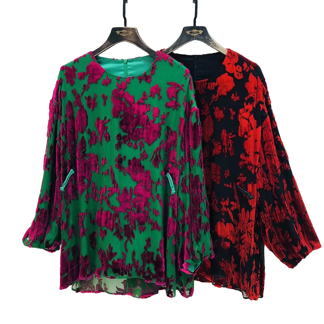 【公主高定】气质烧花植绒国风上衣141068