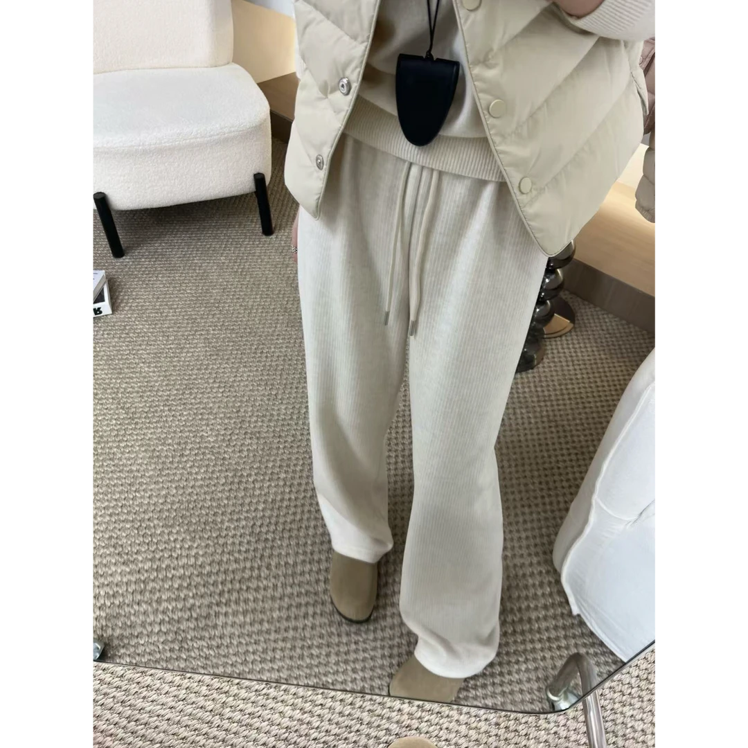 【梓铭】2640~升级版奶酪裤25s～温柔体贴加绒保暖显瘦阔腿裤女冬
