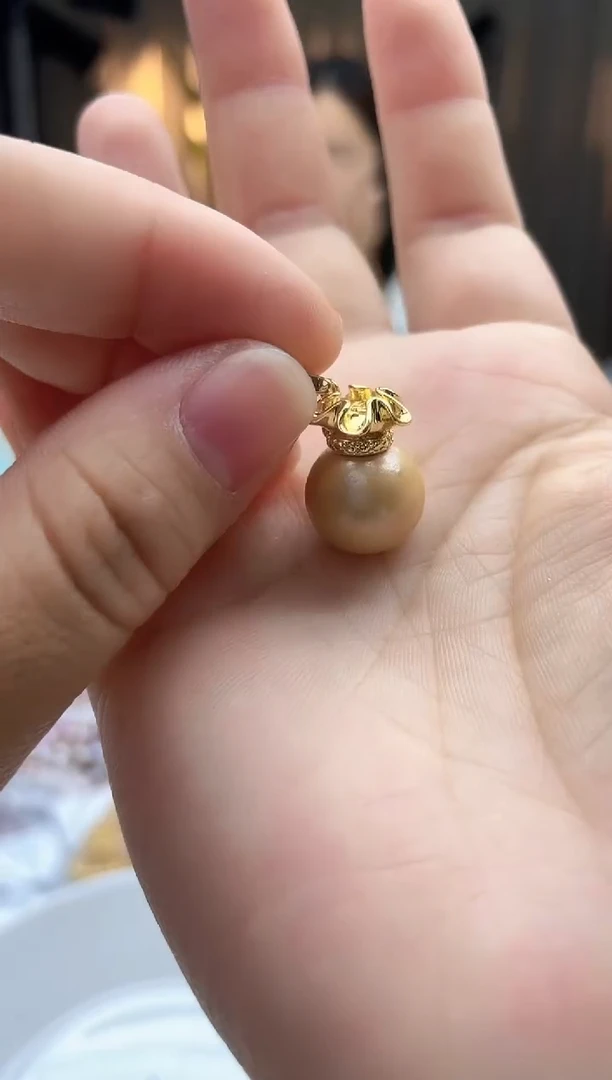 吊坠(不含链)未镶嵌淡水珍珠13mm+黄色系万能扣