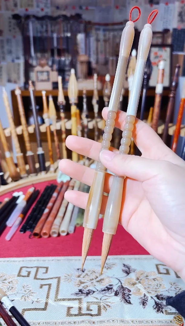 闪9 牛角算珠笔杆狼毫出锋3.6（清水试笔）一支