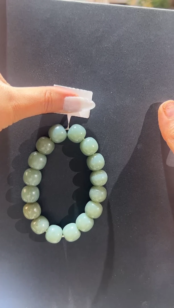 未镶嵌手串和田玉新疆且末料青玉卡14手串多样性发其一