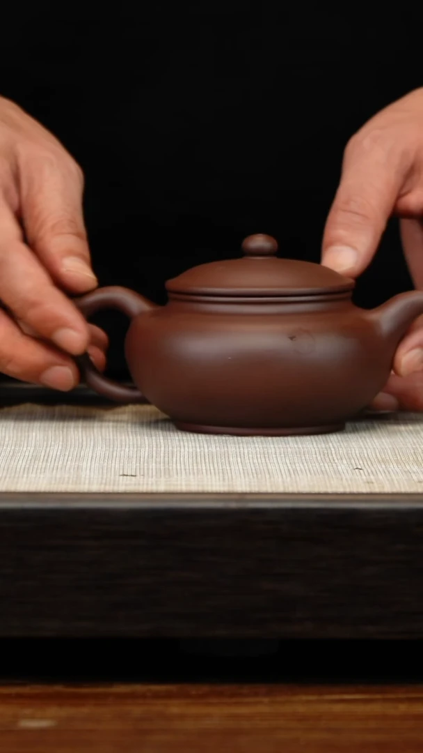 茶壶紫砂老紫泥扁古