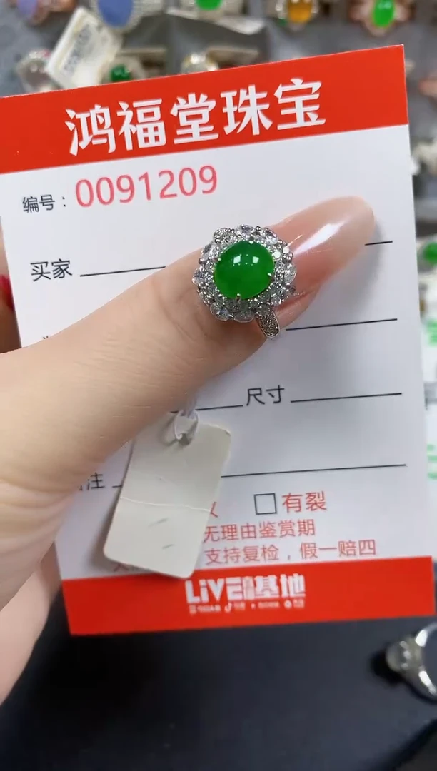 翡翠戒指银S925镶嵌1209