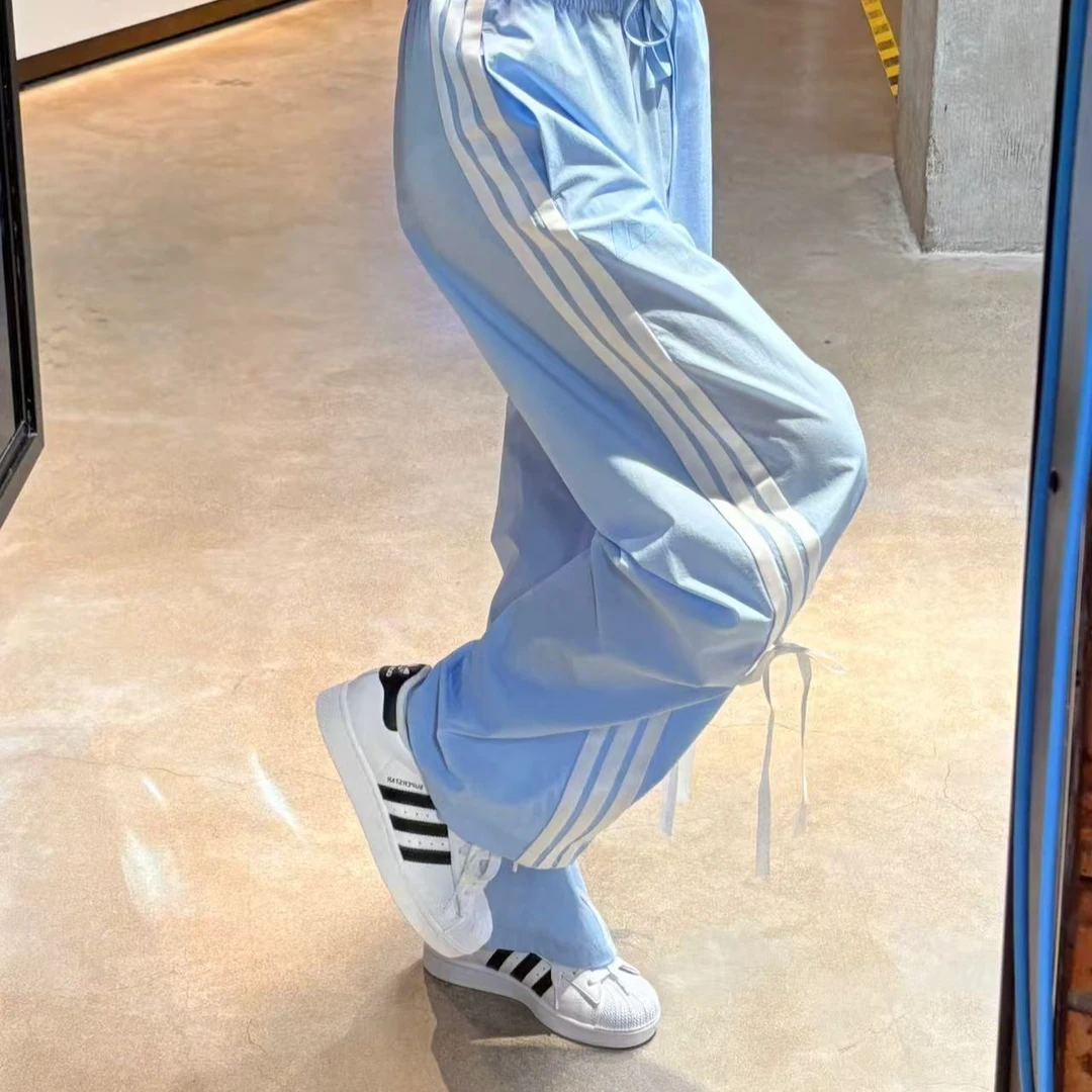 adidas 夏季新款欧若风蝴蝶结运动阔腿香蕉裤休闲裤KR8706